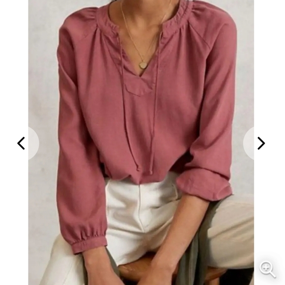 Cloth & Stone Anthropologie longsleeve pink blouse XS - Picture 2 of 8
